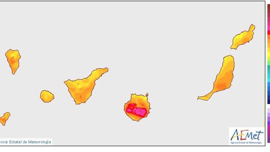 Avisos rojos, naranjas y amarillos de riesgo para la salud por calor en municipios de cinco islas