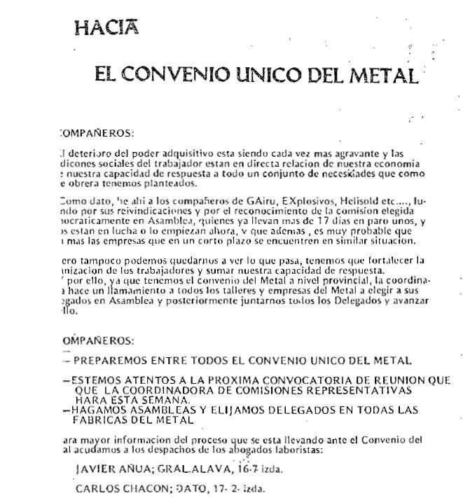 "Hacia el convenio único del metal"