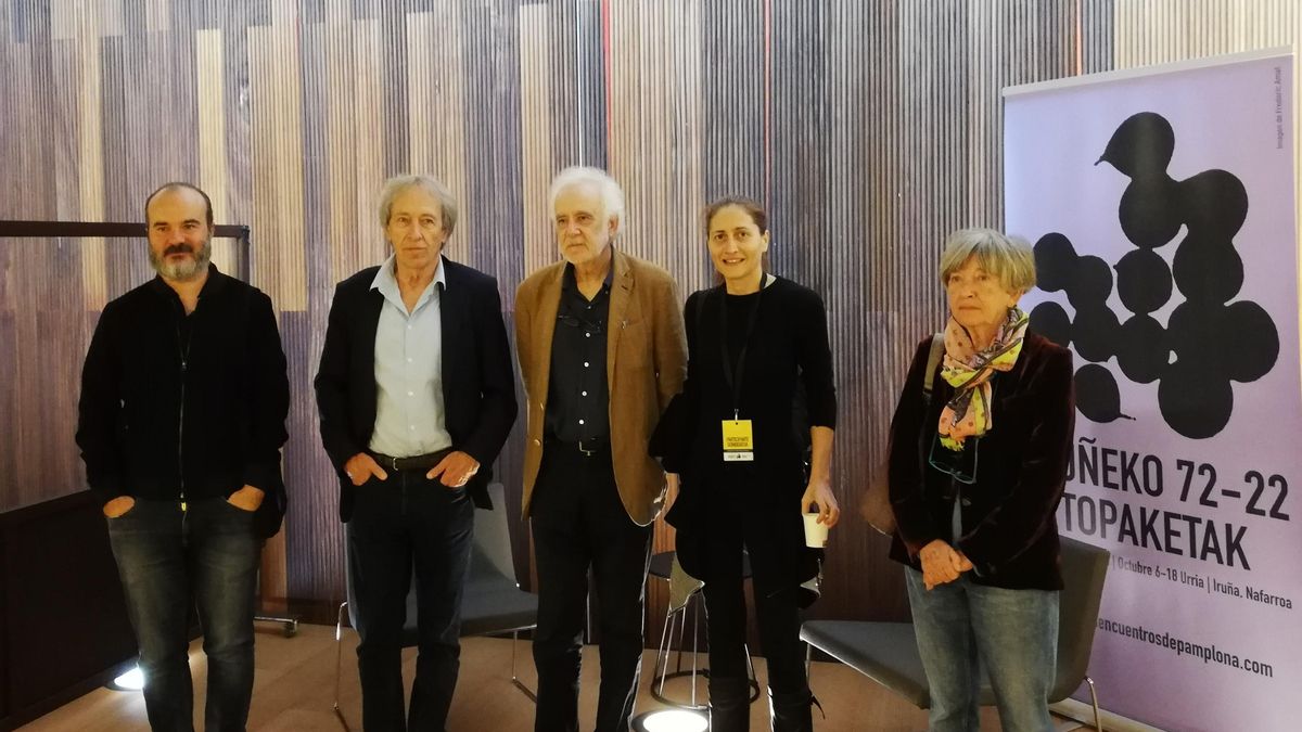 Oskar Alegría, Pascal Bruckner, Ramón Andrés, Cynthia Fleury y Adriana Cavarero, en los Encuentros de Pamplona 72-22