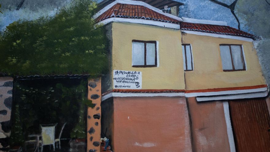 La antigua peluquería de Carolina, en el mural pintado en su nuevo local