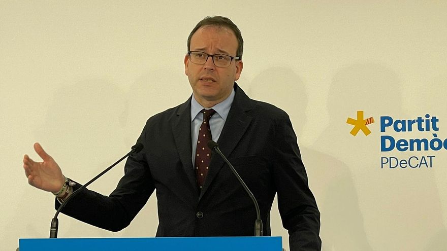 Marc Solsona (PDeCAT) en rueda de prensa.