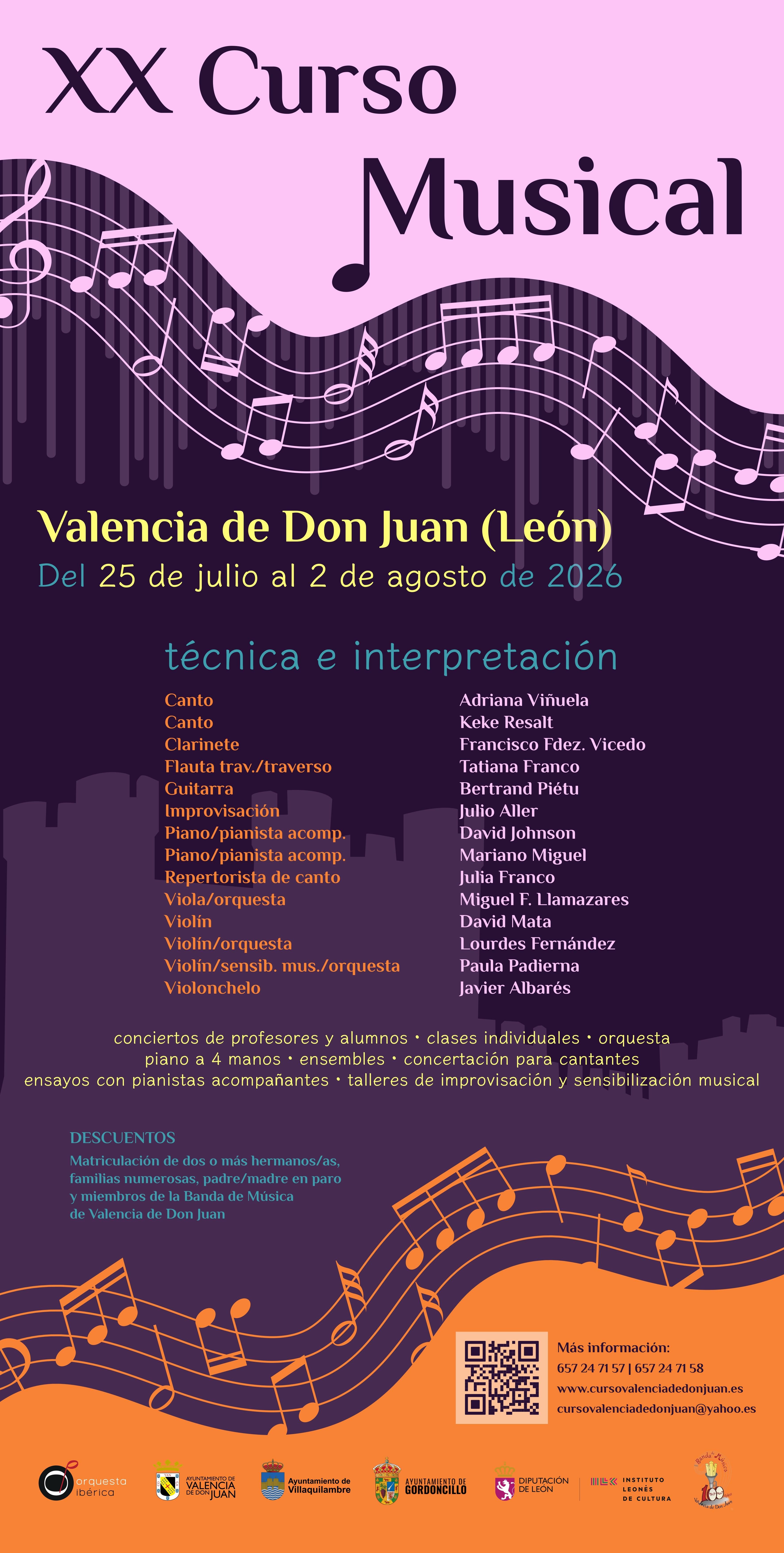 Cartel del XX Curso de Técnica e Interpretación Musical en Valencia este verano de 2026.
