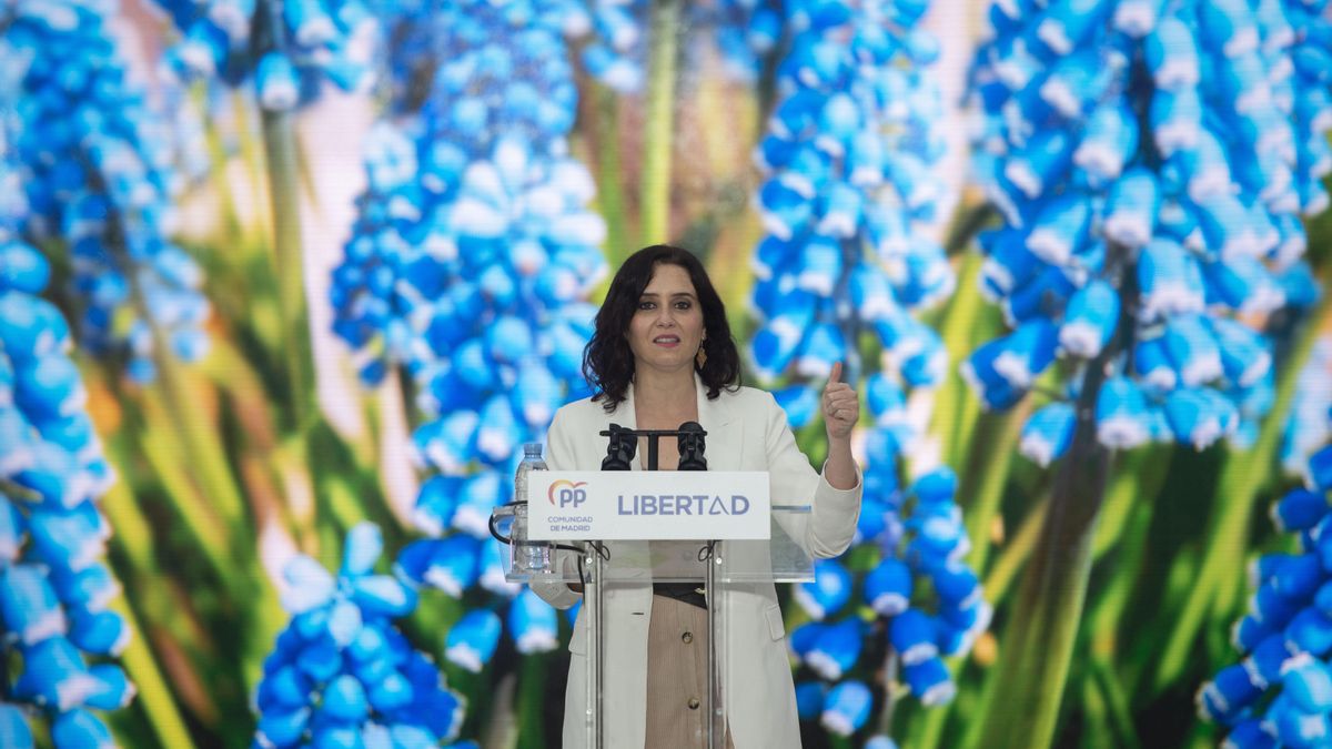 La presidenta de la Comunidad de Madrid y candidata a la reelección, Isabel Díaz Ayuso, durante un acto de campaña