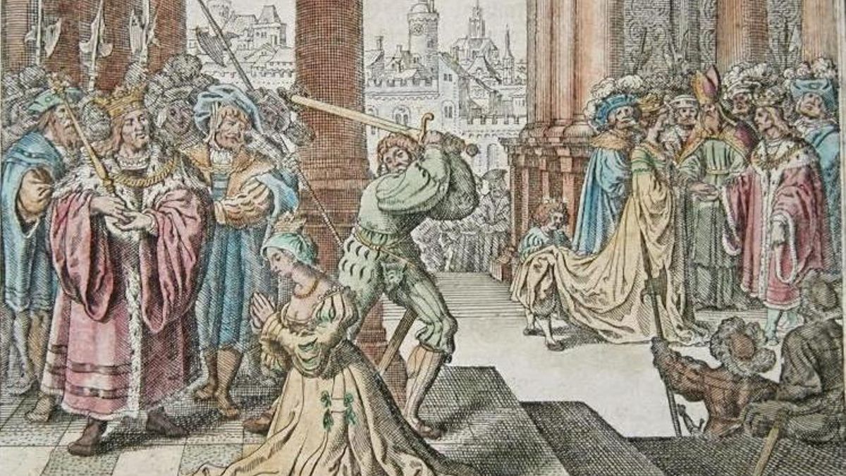La ejecución de Ana Bolena, grabado de Bilder Saals, de 1695.