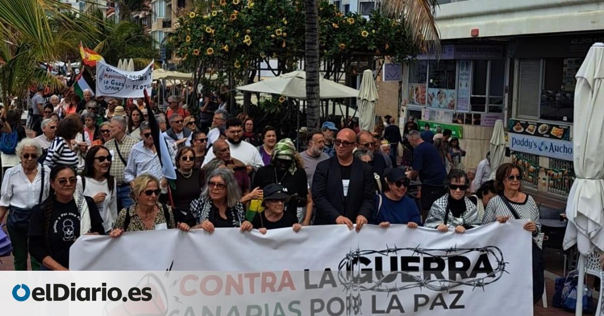 Cientos de personas esquivan a Therese y se manifiestan por la paz en Gran Canaria