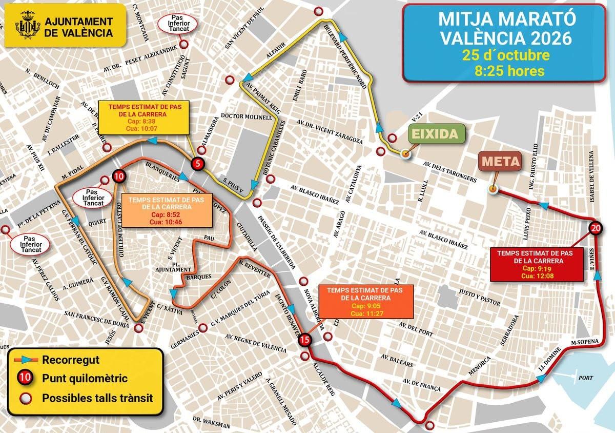 Plano del recorrido de la carrera.