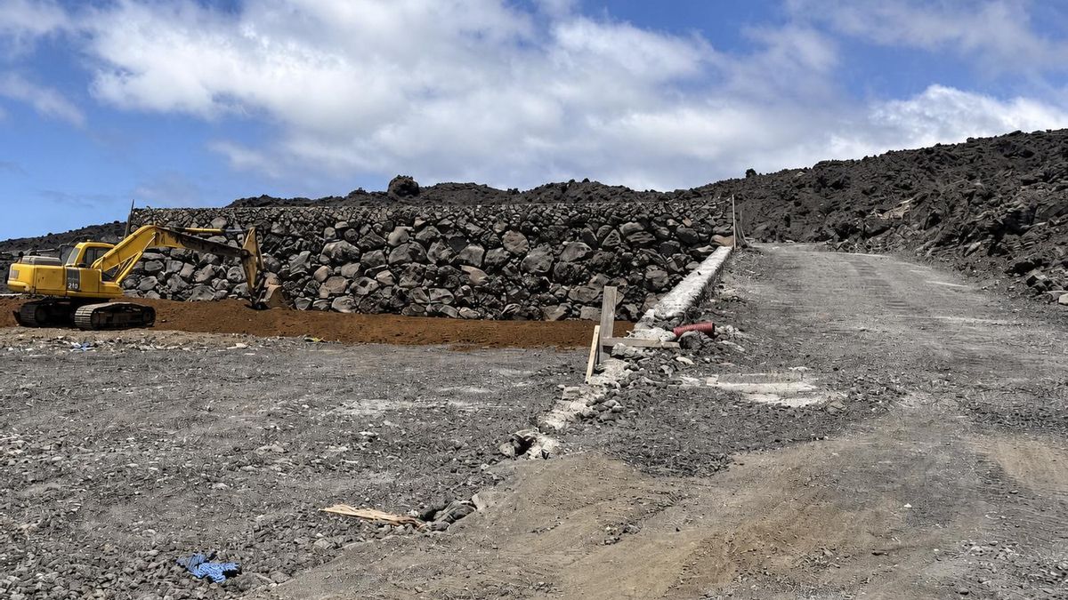 Reconstrucción de plataneras sobre la lava del volcán Tajogaite.