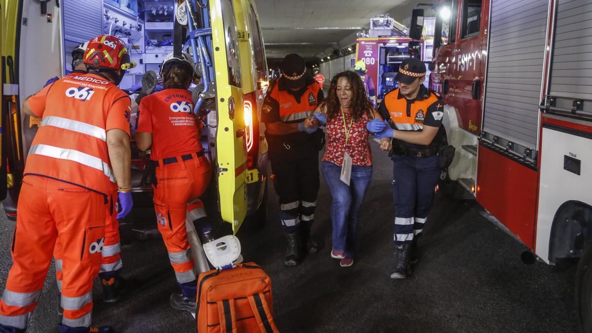 Policía Local en el simulacro de accidente en el túnel de los omeyas