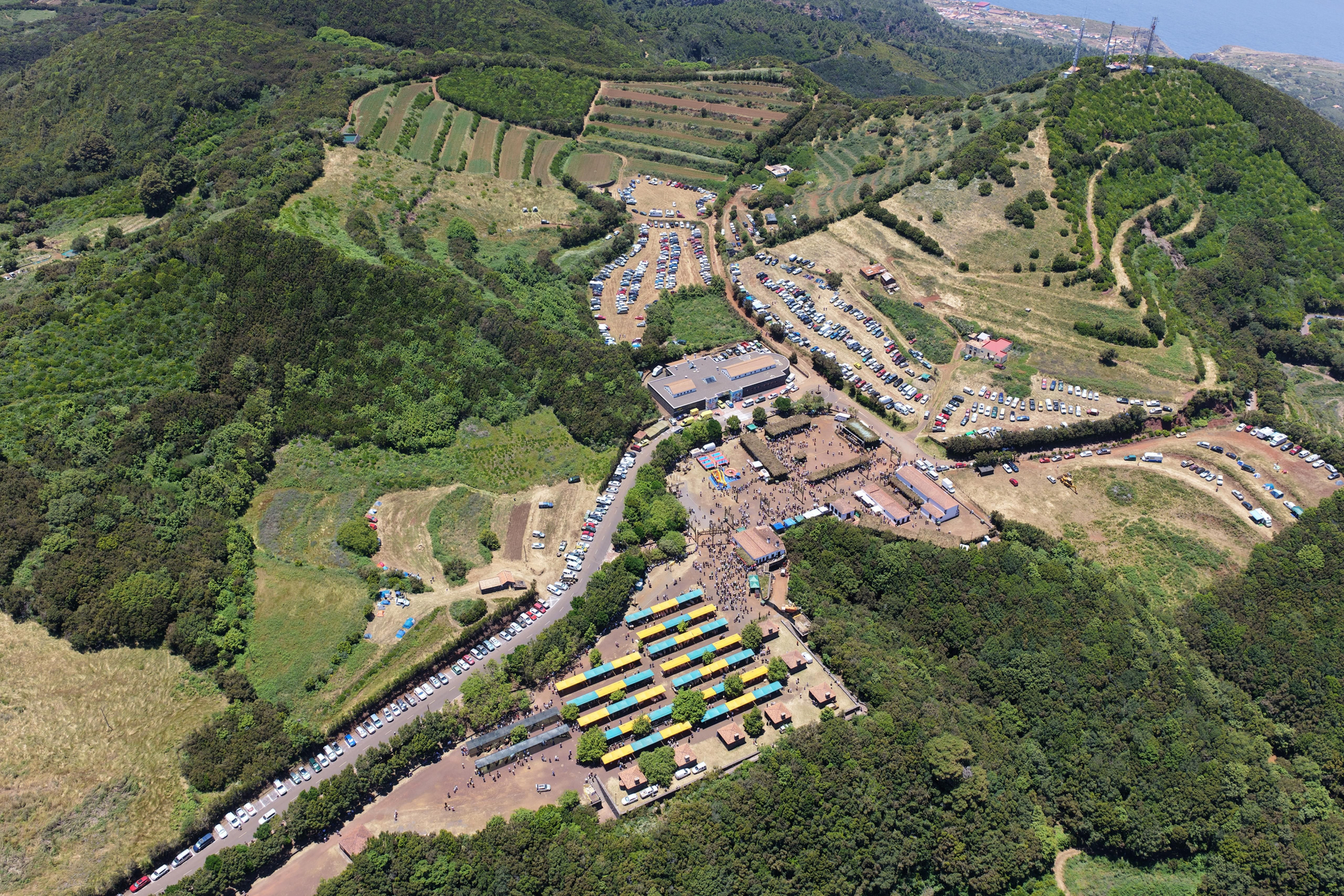 Imagen de dron de la fiesta de San Antonio del Monte, este sábado. POLICÍA LOCAL DE LA VILLA DE GARAFÍA