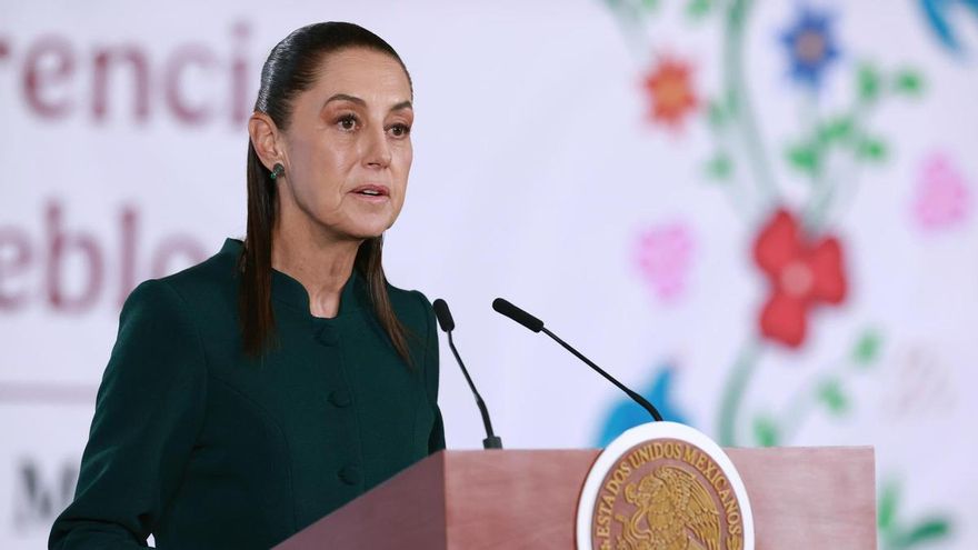La presidenta de México, Claudia Sheinbaum, durante su rueda de prensa de este lunes.