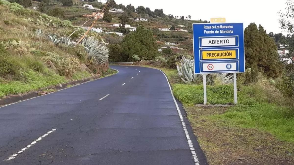 Reabierta  la carretera LP-4   al Roque de los Muchachos  tras su cierre por placas de hielo y desprendimientos
