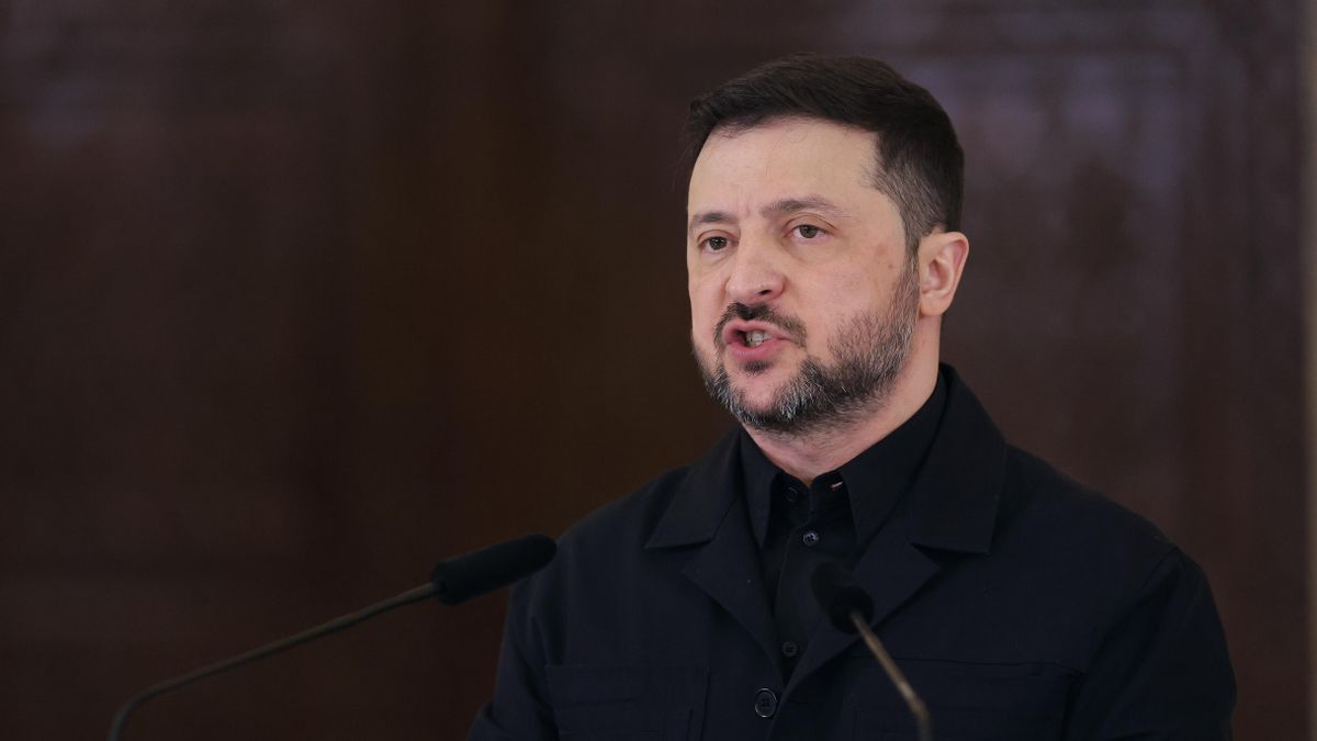 El presidente ucraniano, Volodímir Zelenski, durante una rueda de prensa reciente en Bucarest.