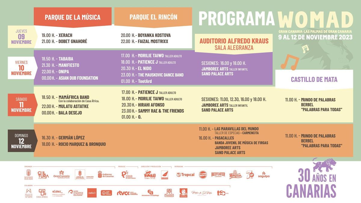 Programación WOMAD Gran Canaria - Las Palmas de Gran Canaria 2023