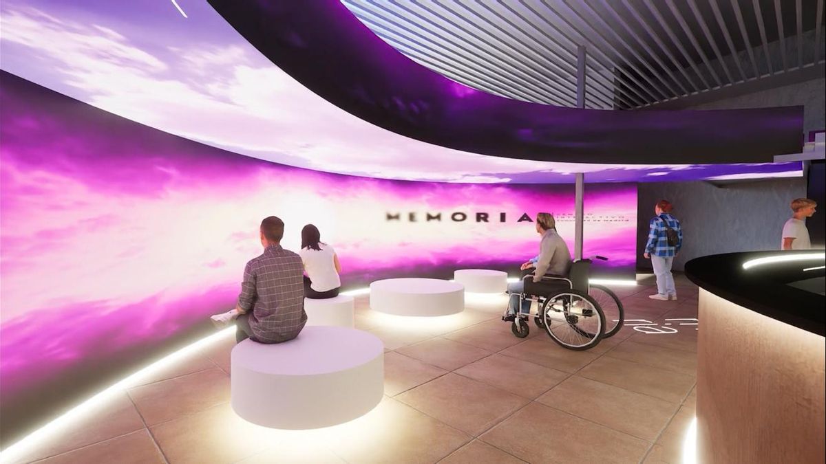 Una pantalla interactiva, en un 'render' del memorial