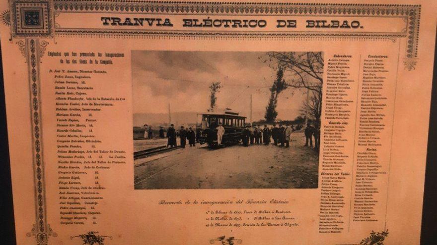 Recuerdo de la inauguración del tranvía eléctrico de Bilbao