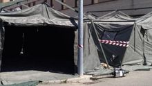 El Ejército ha instalado carpas de triaje en el Hospital Ernest Lluch de Calatayud