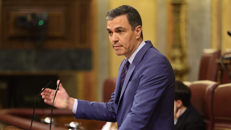 El presidente del Gobierno, Pedro Sánchez, interviene en una sesión plenaria