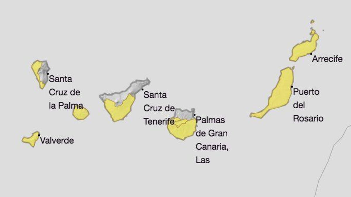 Mapa de la Aemet del aviso de riesgo por altas temperaturas este martes.
