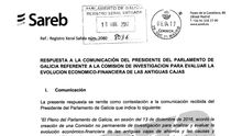 Carta remitida por la Sareb al Parlamento de Galicia