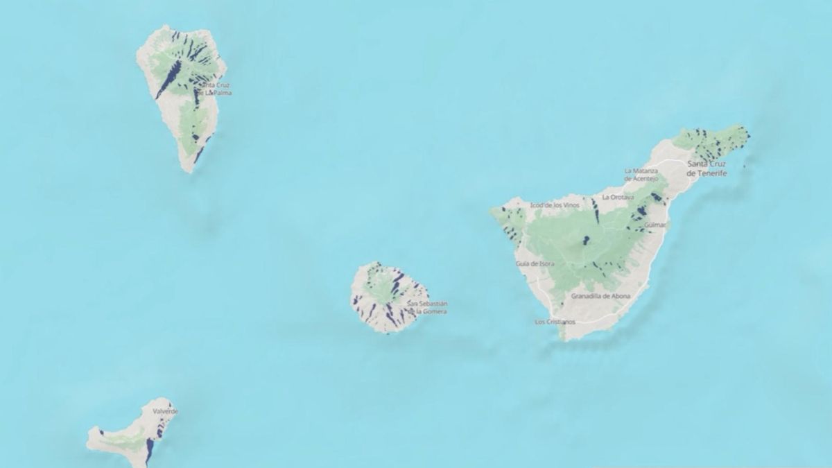 Figura 1. Sombras al inicio del eclipse. Son pocas las zonas donde no será visible. ShadeMap