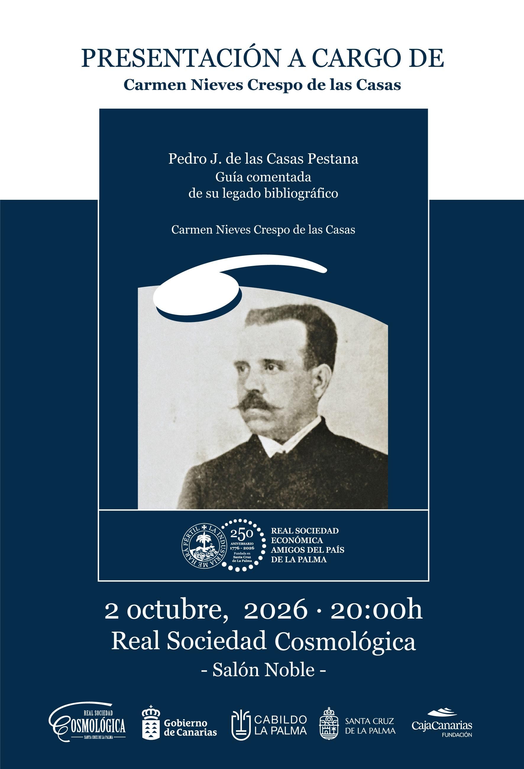 Portada del libro ‘Pedro J. de Las Casas Pestana: Guía comentada de su legado bibliográfico’
