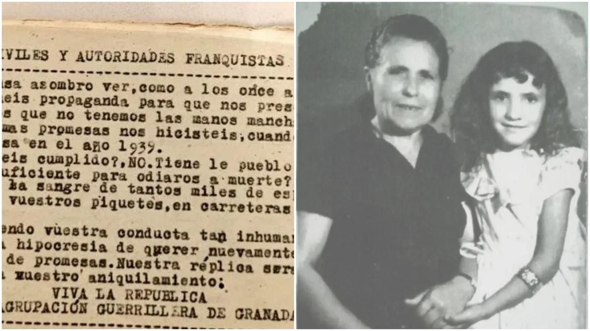 Archivo del Tribunal Militar Territorial Segundo y una fotografía de Leonor Martín Pajares, esposa del guerrillero Juan Donaire Garrido, “Ollafría” y su nieta Montserrat Fernández Garrido