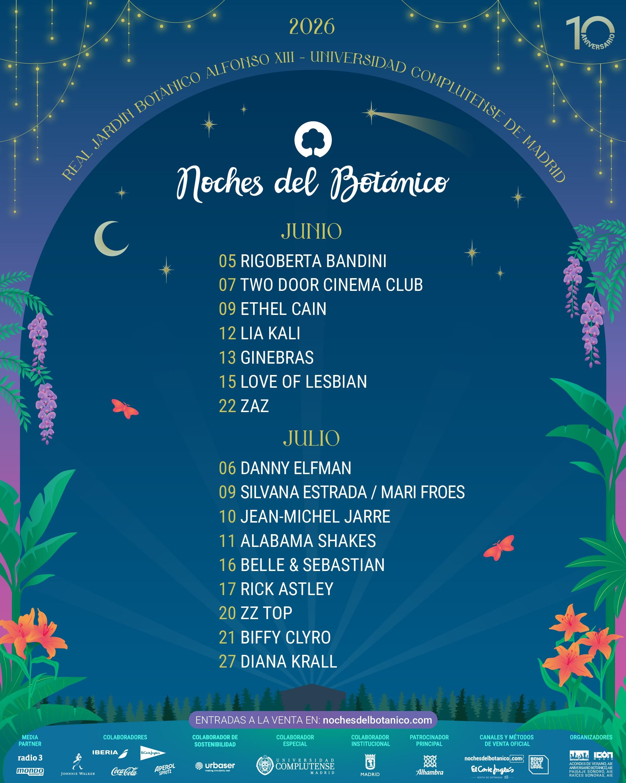 Primeras confirmaciones de Noches del Botánico 2026