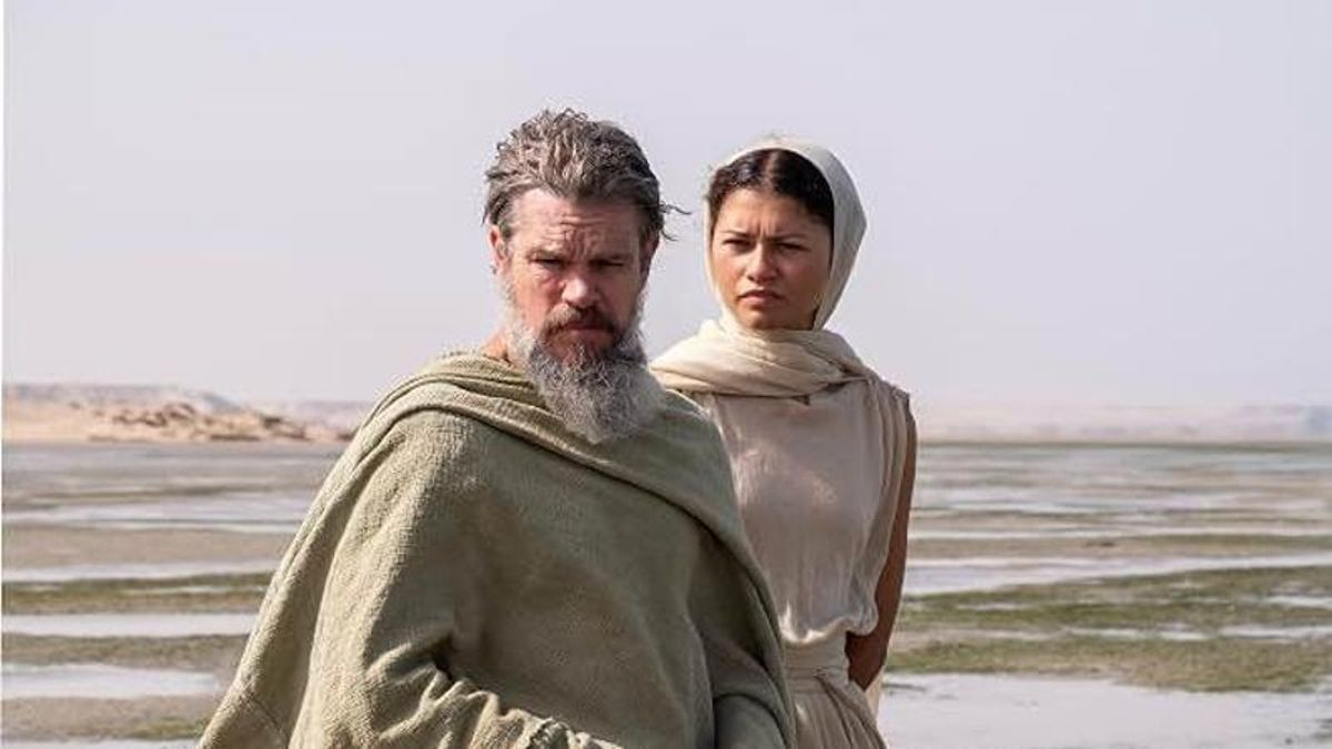 Odiseo (Matt Damon) y Atenea (Zendaya) en la versión de Christopher Nolan de La Odisea.