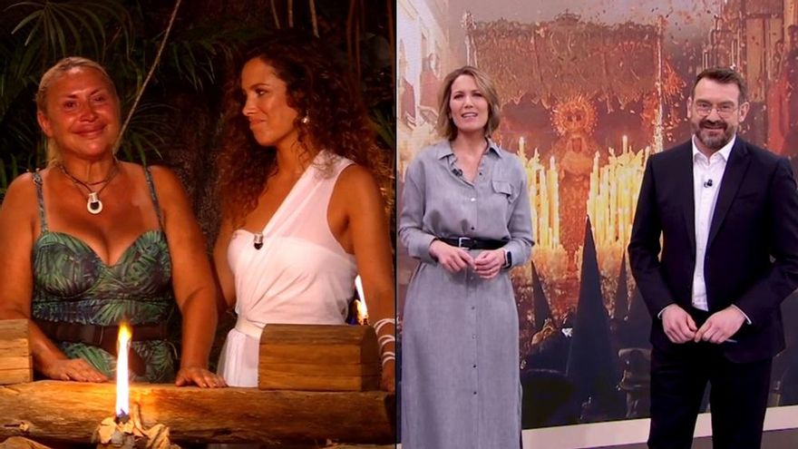 'Supervivientes' (15.1%) lidera a la baja la noche del Jueves Santo, y 'La hora de La 1' (15.4%) sorprende en la mañana