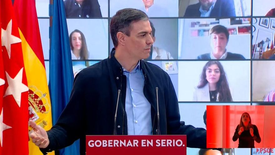 Pedro Sánchez en la presentación de Ángel Gabilondo este sábado 27 de marzo