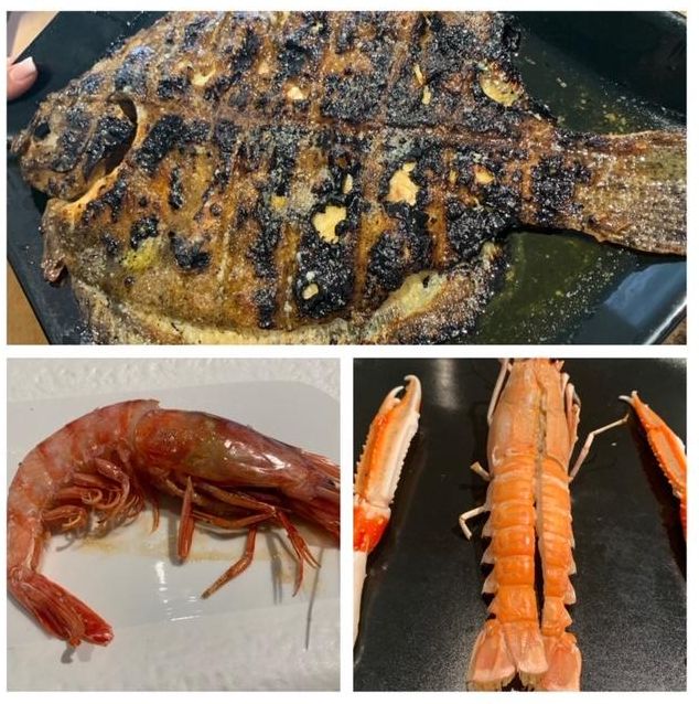 Rodaballo, gamba y cigala