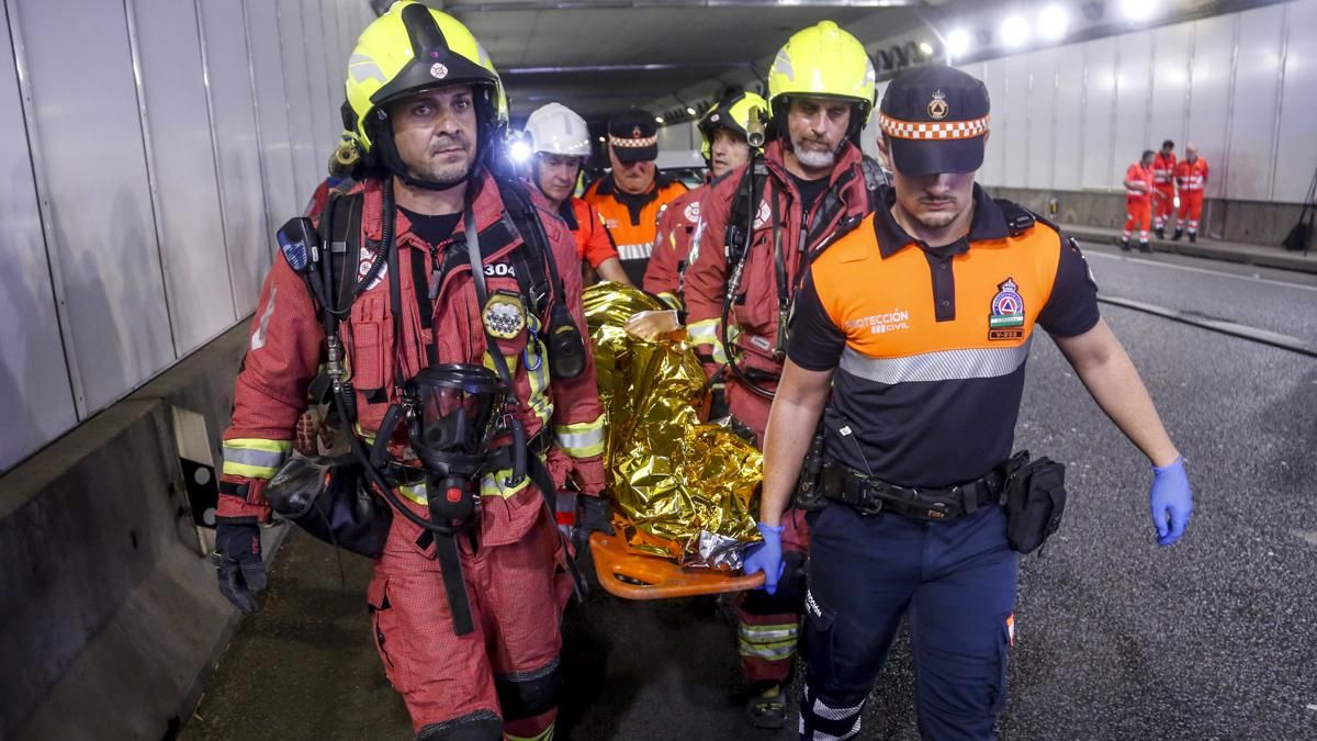Simulacro de accidente en el túnel de los omeyas