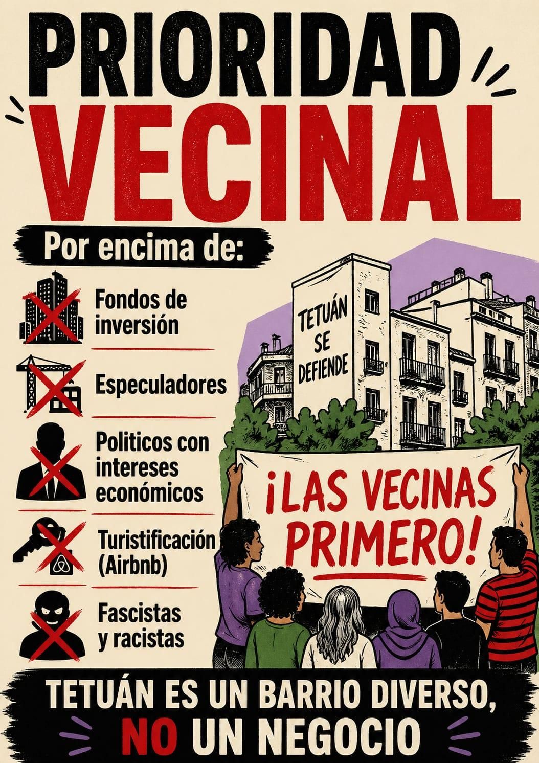 El cartel compartido por los vecinos de Tetuán en distintas redes sociales