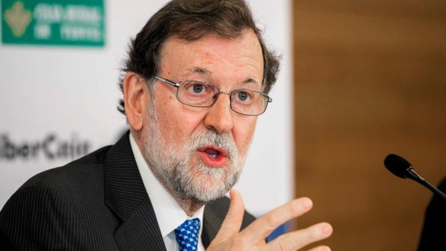 El expresidente del Gobierno Mariano Rajoy, durante la presentación este jueves de su libro.