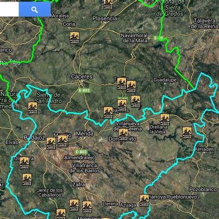 Mapa de los paneles en Extremadura