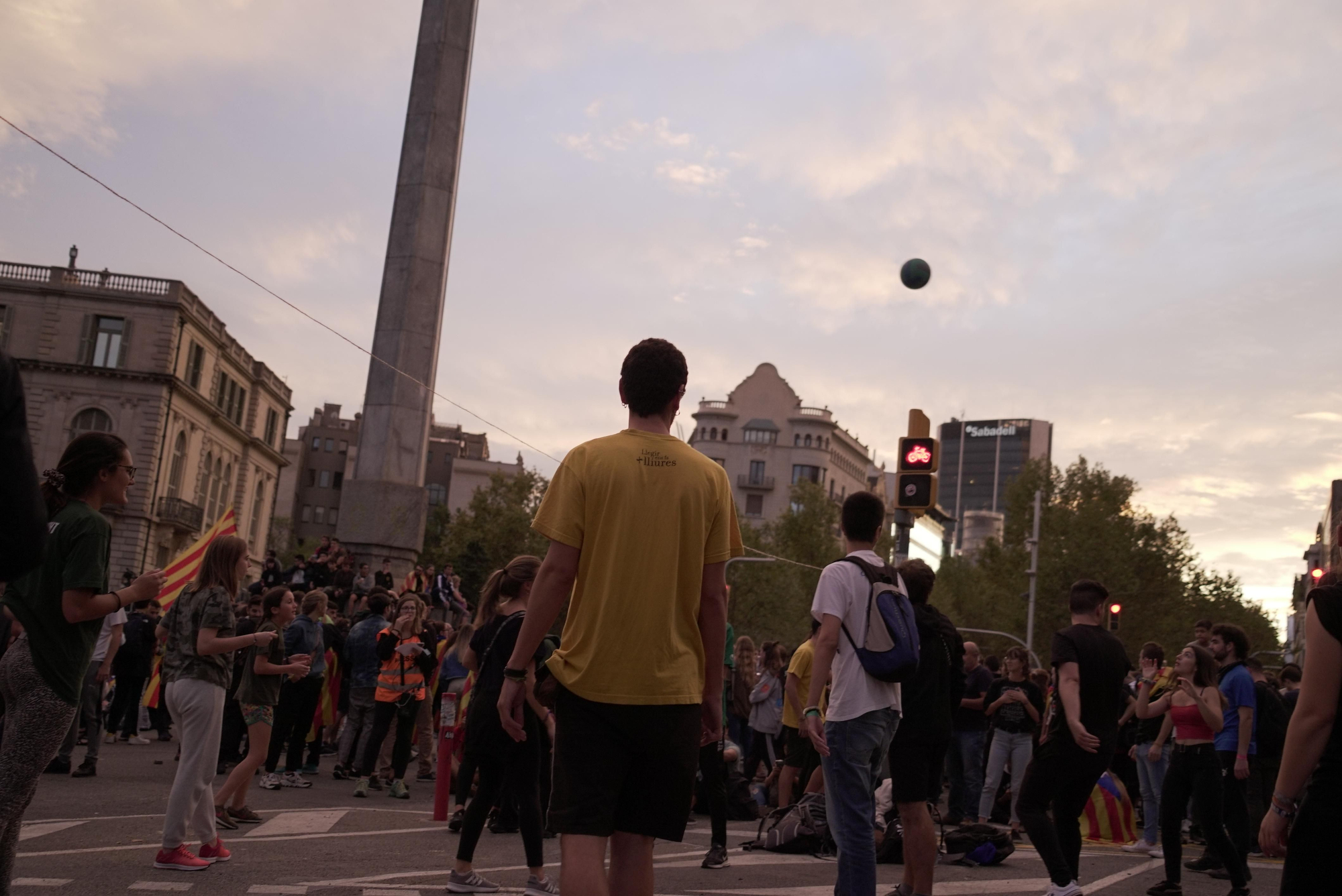 Concentración convocada por los CDR en Barcelona durante la tarde del jueves