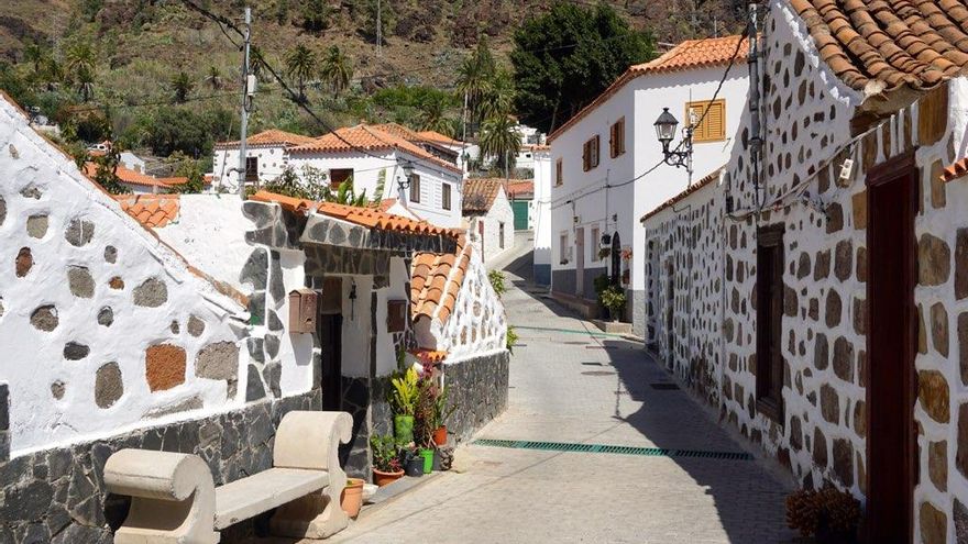 Casas tradicionales en Fataga. Este pequeño pueblo es de los más auténticos de Gran Canaria.