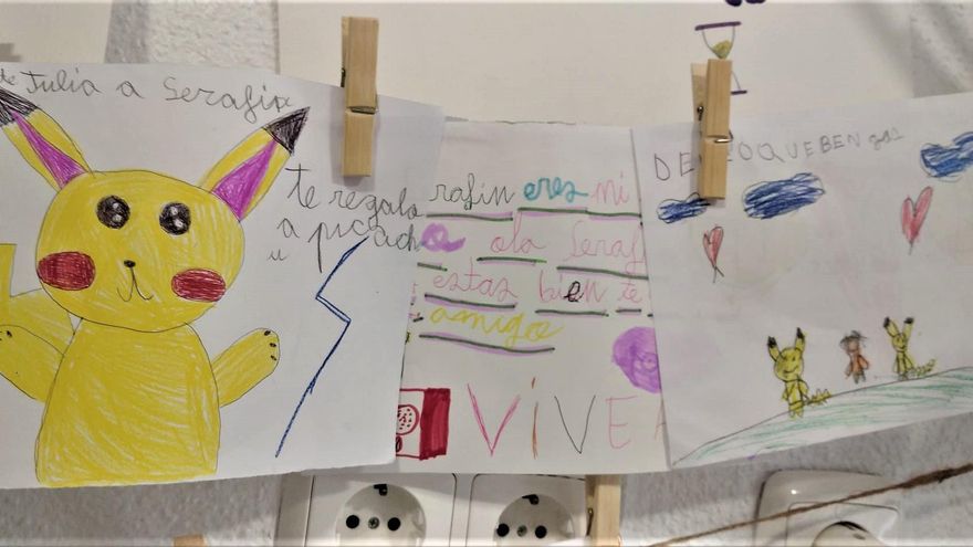 Cartas y dibujos de ánimo enviados a Serafín por sus compañeros