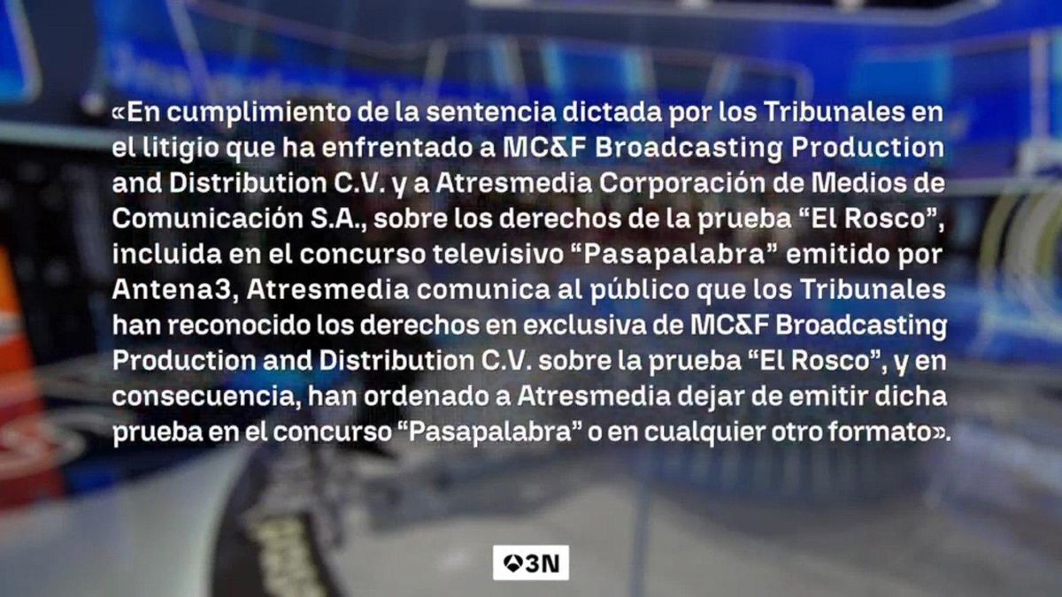 El comunicado sobre 'El Rosco' en Antena 3 Noticias