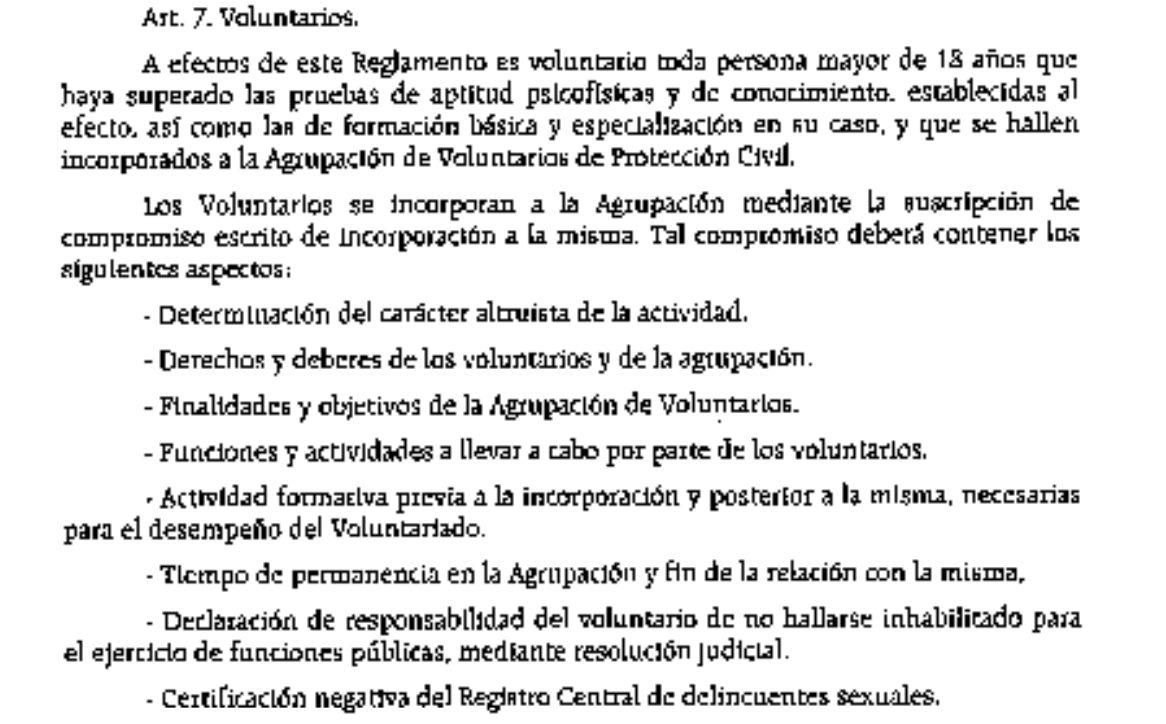 Fragmento del reglamento de La Laguna