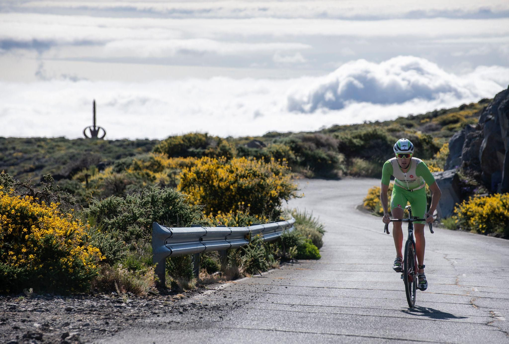 Thomas Steger en el tramo en bicicleta por el Roque de Los Muchachos.