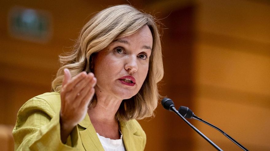 La ministra de Educación, Formación Profesional y Deportes, Pilar Alegría, durante una intervención ante el Senado.