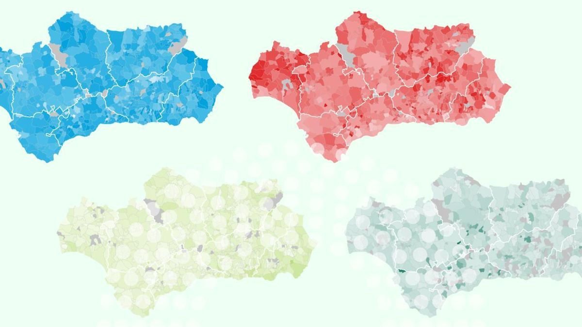 El mapa de la Andalucía de cada partido en las elecciones de 2026