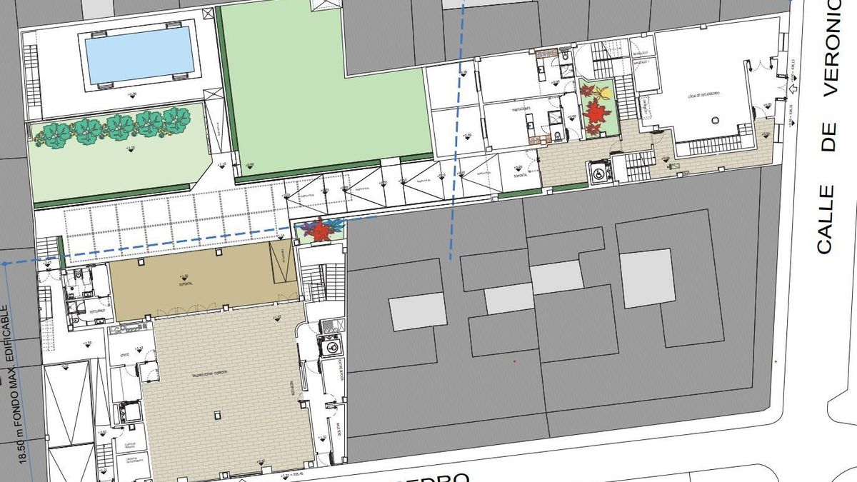 Planta baja del hotel proyectado en el barrio de Letras