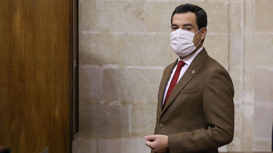 Juanma Moreno este miércoles en el Parlamento.