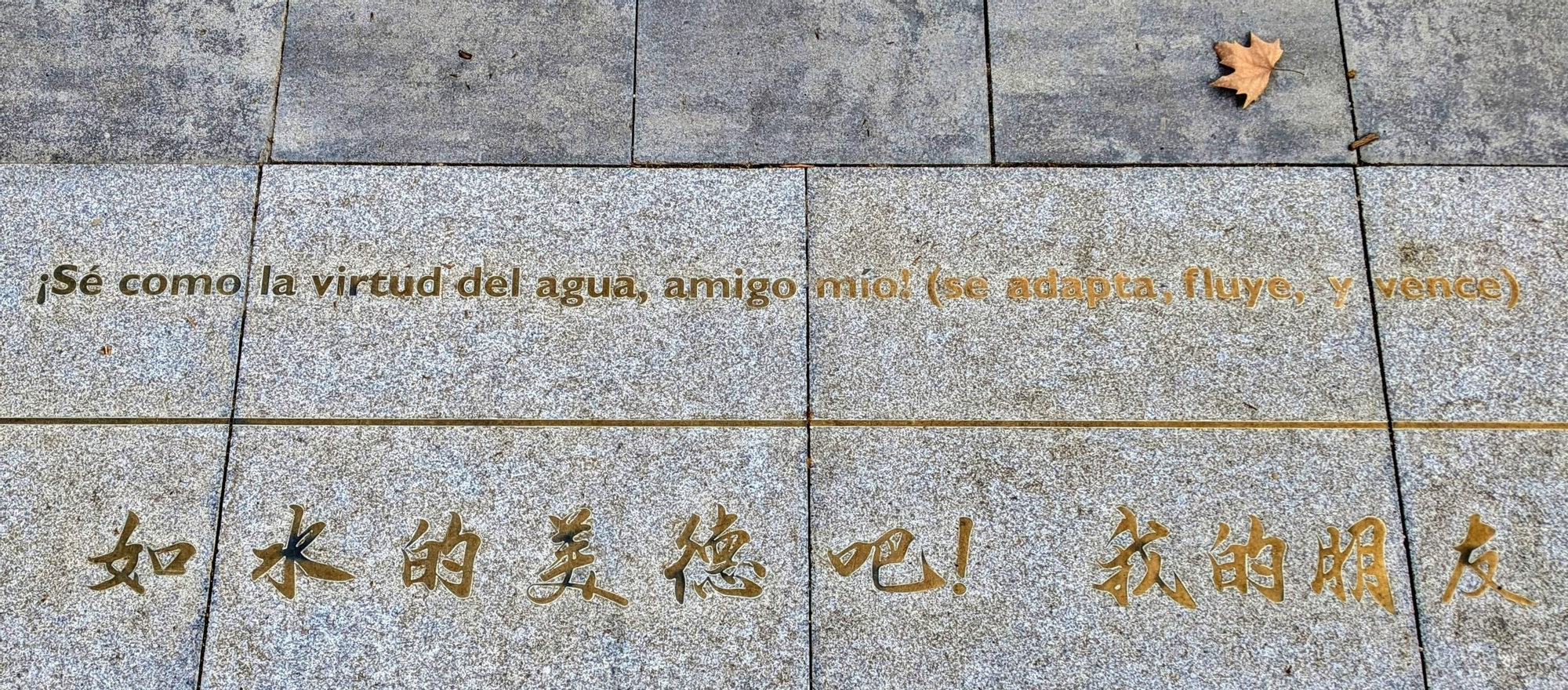 Frase de Bruce Lee colocada en el camino hacia el Chinatown de Usera