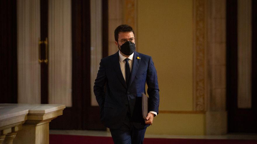 El vicepresidente en funciones del Govern, Pere Aragonès, en su pleno de investidura en el Parlament.