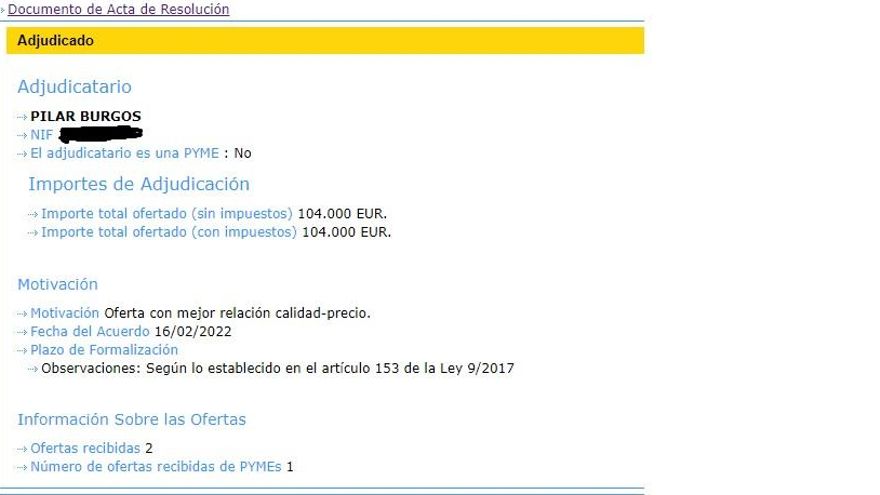 Licitación publicada en la Plataforma de Contratación del Estado, sin iva.