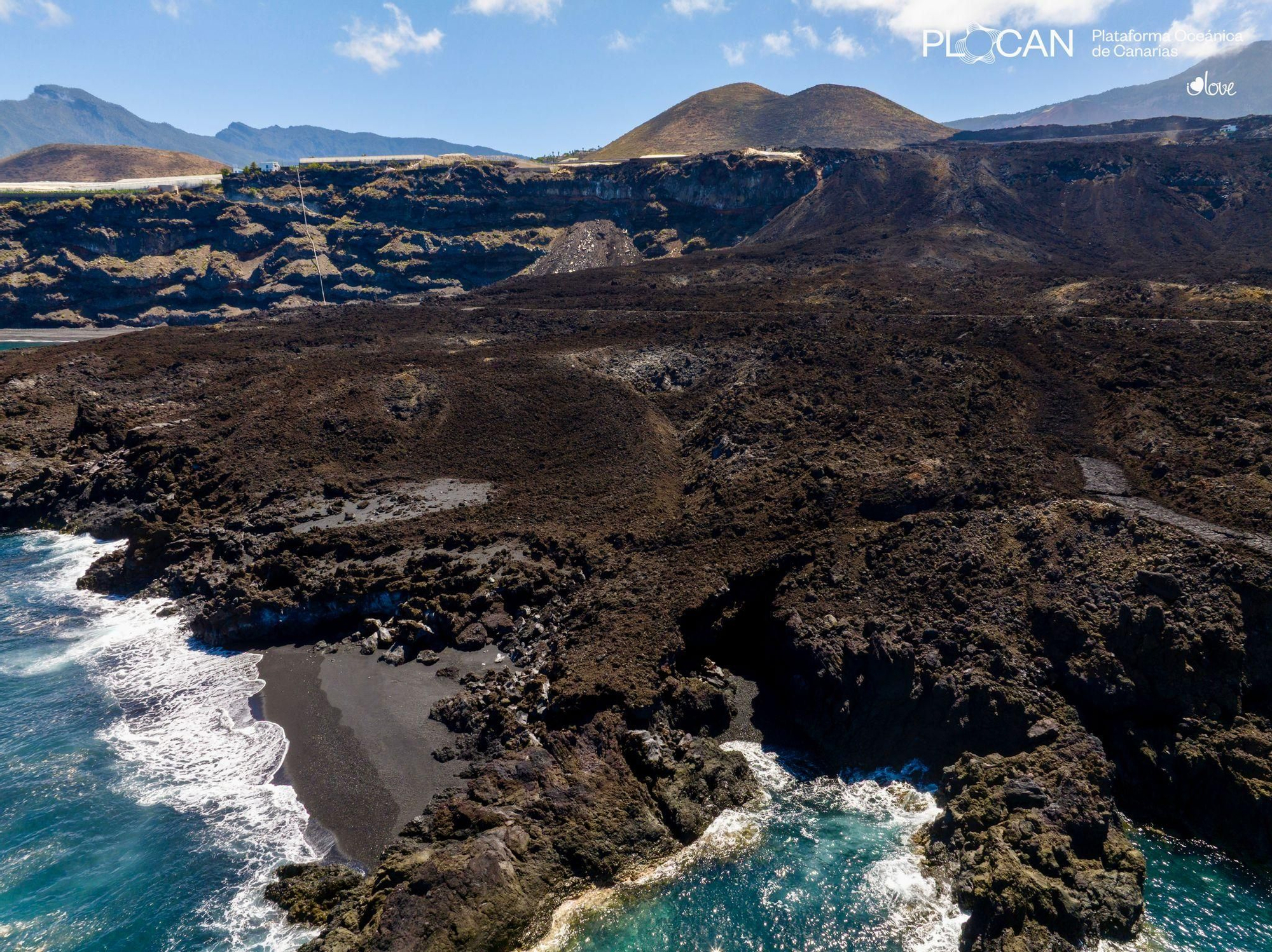 Playa en la nueva fajana o delta lávico creada por el volcán  Tajogaite (19 de septiembre-13 de diciembre 2021).