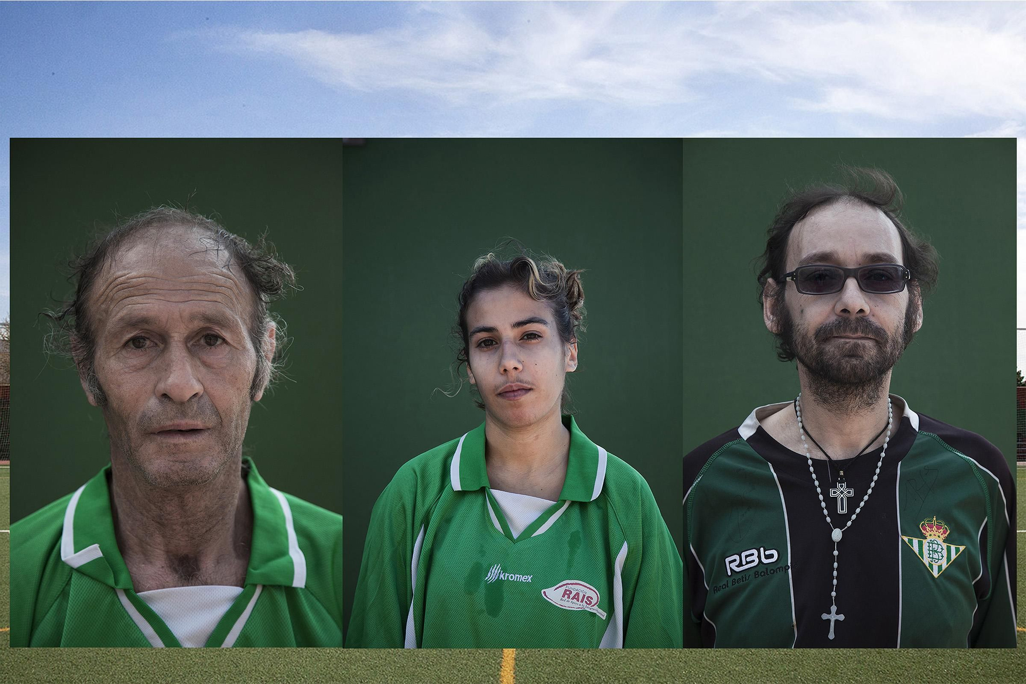 José Colorado (izquierda) y 'El Presi', junto a una compañera del equipo.